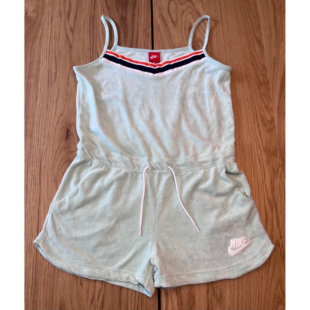 Nike Terry Cloth Romper Womens Medium Mint Green Sporty Summer Loungewear Retro